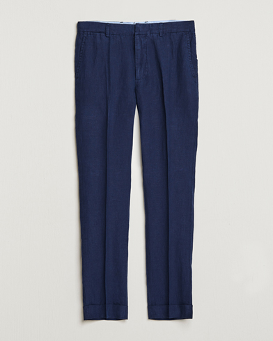 Herr | Linnebyxor | Polo Ralph Lauren | Linen Pleated Trousers Navy