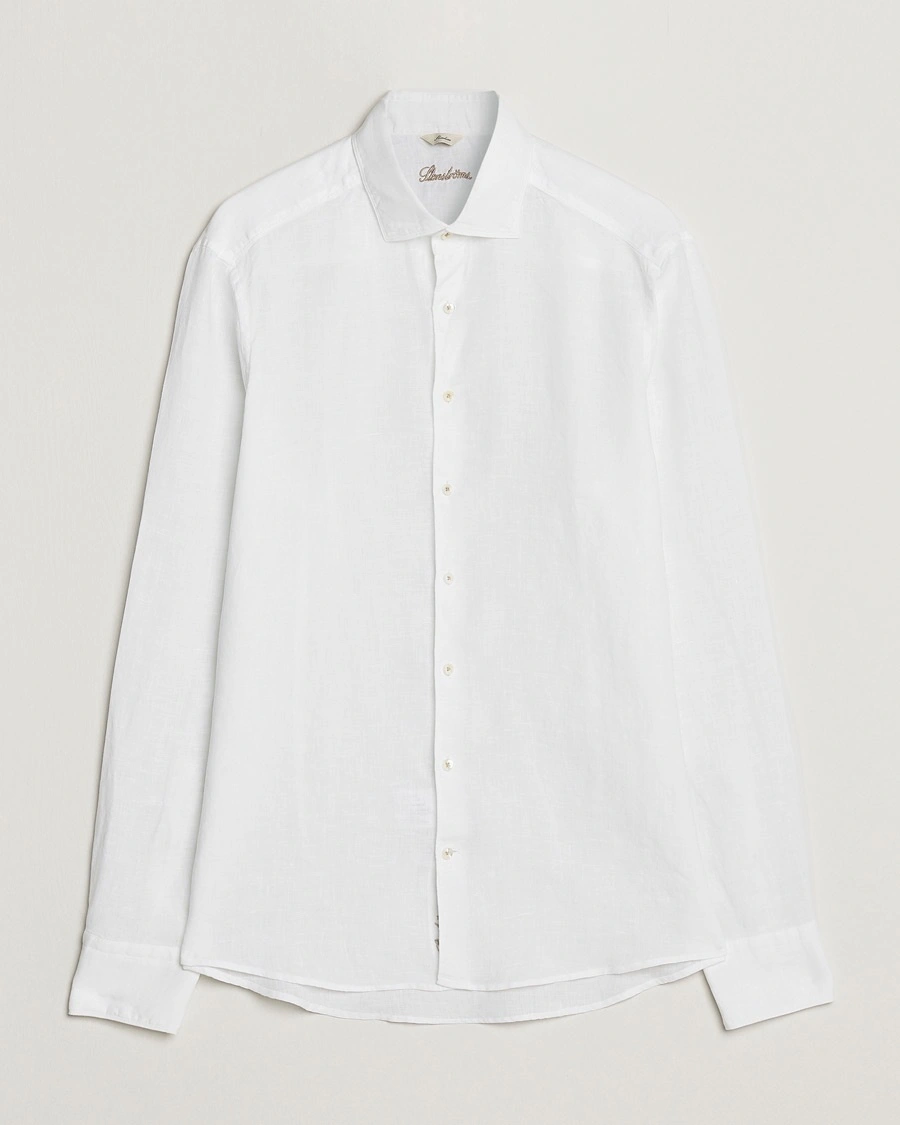 Herr | Linneskjortor | Stenströms | Slimline Cut Away Linen Shirt White