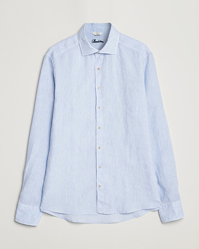 Herr | Casual | Stenströms | Slimline Cut Away Linen Shirt Light Blue