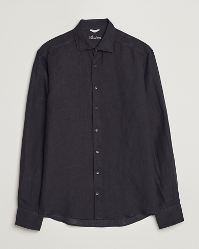 Herr | Kläder | Stenströms | Slimline Cut Away Linen Shirt Black