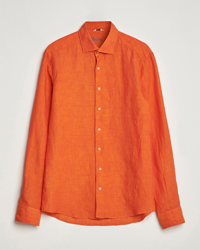 Herr |  | Stenströms | Slimline Cut Away Linen Shirt Orange
