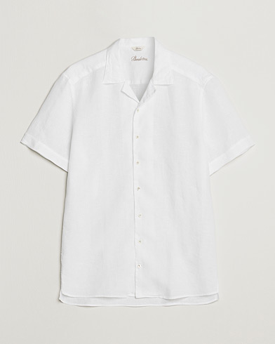 Herr |  | Stenströms | Slimline Short Sleeve Resort Linen Shirt White