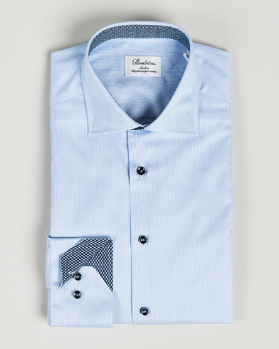Herr |  | Stenströms | Slimline Cut Away Micro Stripe Contrast Shirt Blue