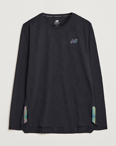 Herr | Svarta t-shirts | New Balance Running | Q Speed Jacquard Long Sleeve T-Shirt Black