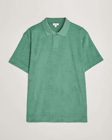 Herr | Kortärmade pikéer | Sunspel | Towelling Polo Shirt Thyme Green