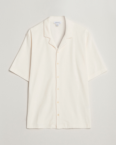 Herr | Skjortor | Sunspel | Towelling Camp Collar Shirt Archive White