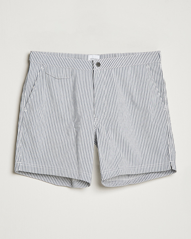 Herr | Badbyxor | Sunspel | Striped Tailored Swimshorts Navy/White