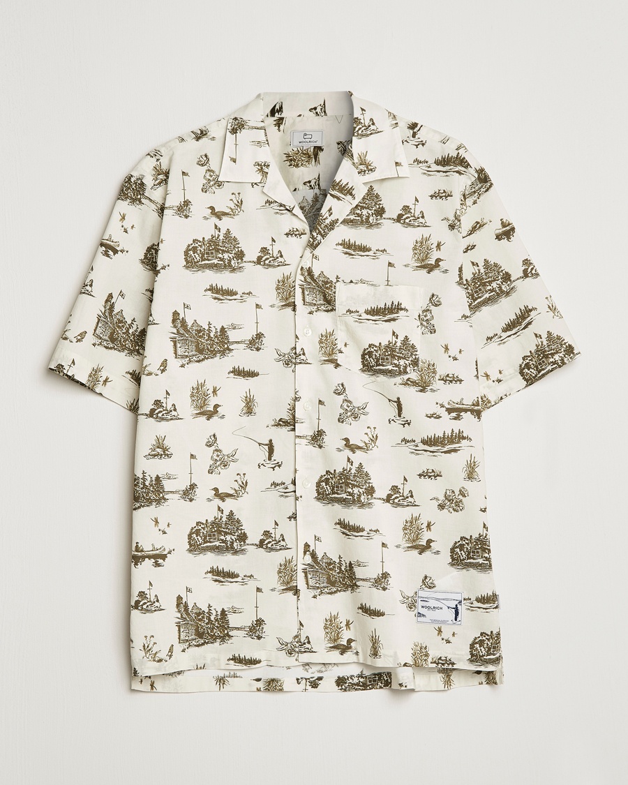 Herr | Woolrich | Woolrich | Zavikon Printed Short Sleeve Resort Shirt Milky Cream