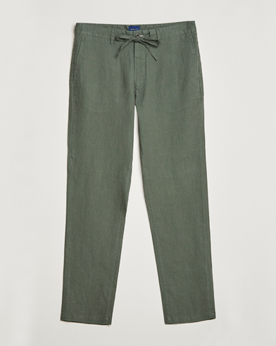 Herr | Linneavdelningen | GANT | Relaxed Linen Drawstring Pants Green Ash
