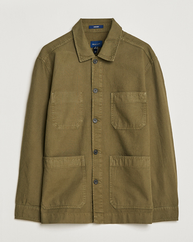 Herr | Skjortjackor | GANT | Garment Dyed Cotton/Linen Overshirt Racing Green