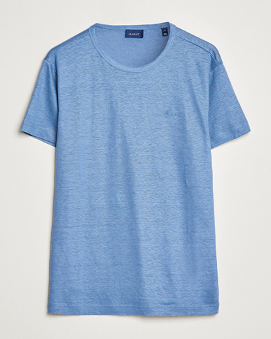 Herr | T-Shirts | GANT | Cotton/Linen Crew Neck T-Shirt Salty Sea Blue