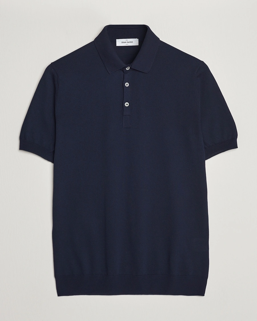 Herr | | Gran Sasso | Cotton Knitted Polo Navy