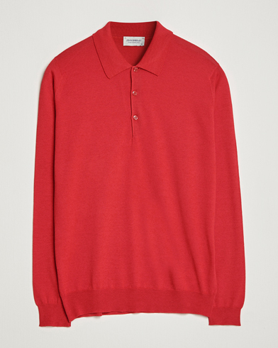 Herr | Stickade pikéer | John Smedley | Belper Wool/Cotton Polo Pullover Ruby