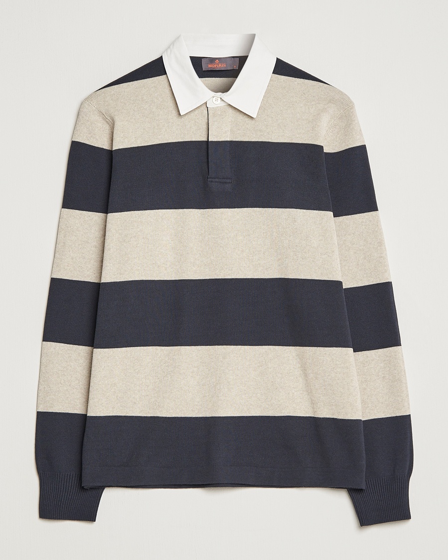 Herr | Morris | Morris | George Knitted Striped Rugger Grey/Navy