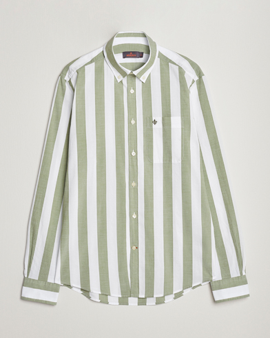 Herr | Casualskjortor | Morris | Cotton Blockstripe Button Down Shirt Green/White