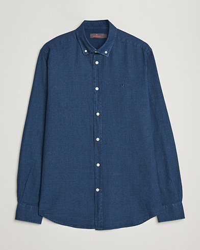 Herr | Senast inkommet | Morris | Cotton /Linen Indigo Button Down Shirt Dark Blue