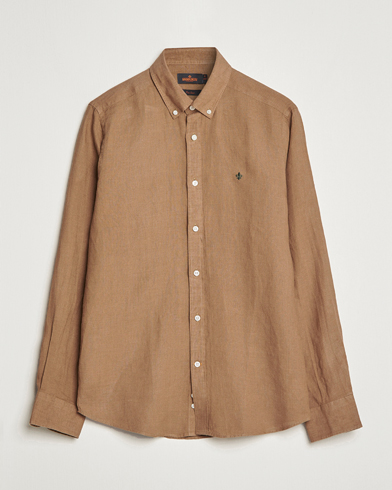 Herr | Linneskjortor | Morris | Douglas Linen Button Down Shirt Khaki Brown