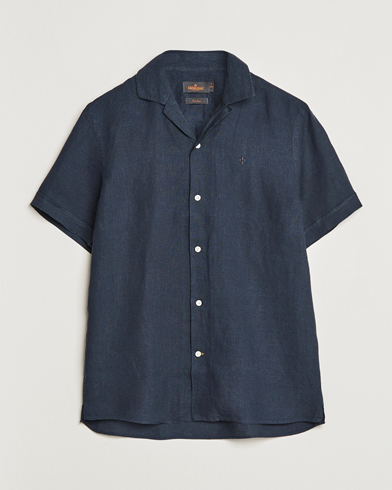 Herr | Kortärmade skjortor | Morris | Douglas Linen Short Sleeve Shirt Navy