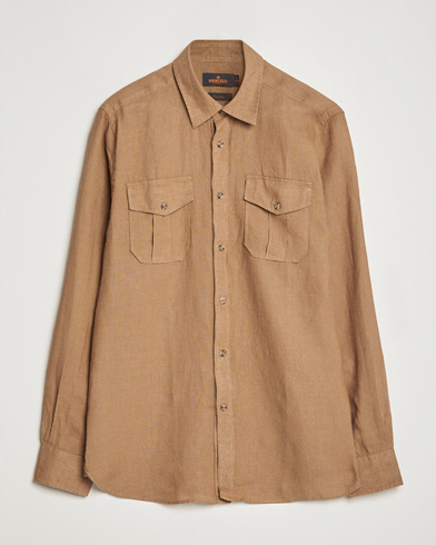 Herr | Linneskjortor | Morris | Safari Linen Shirt Khaki Brown