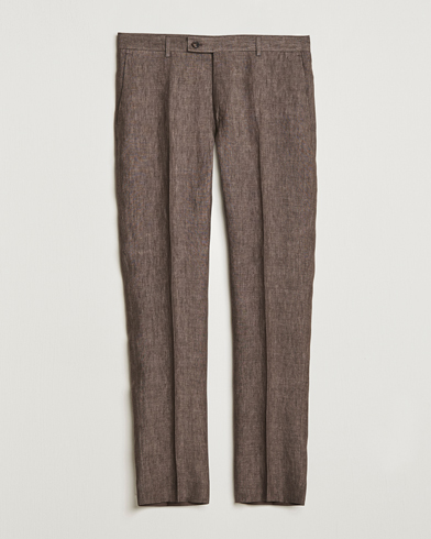Herr | Byxor | Morris | Bobby Linen Suit Trousers Brown