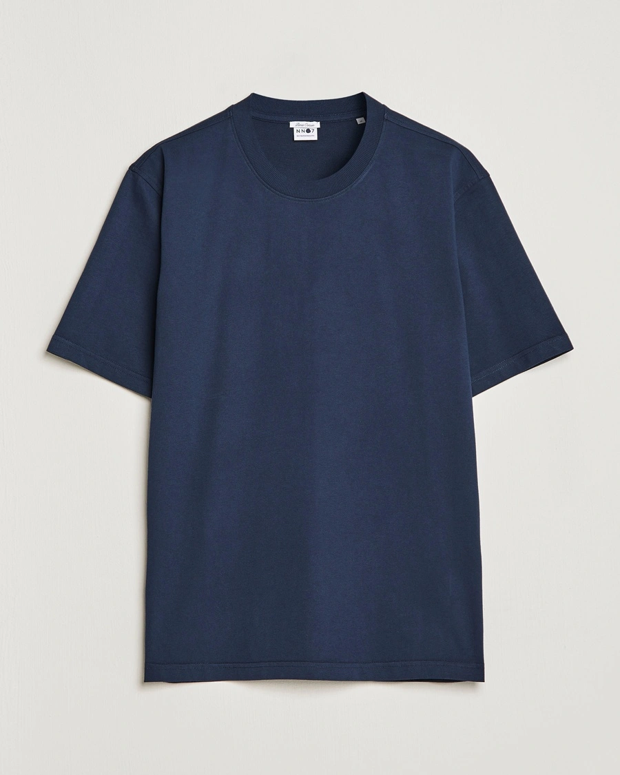 Herr | NN07 | NN07 | Adam Pima Crew Neck T-Shirt Navy Blue