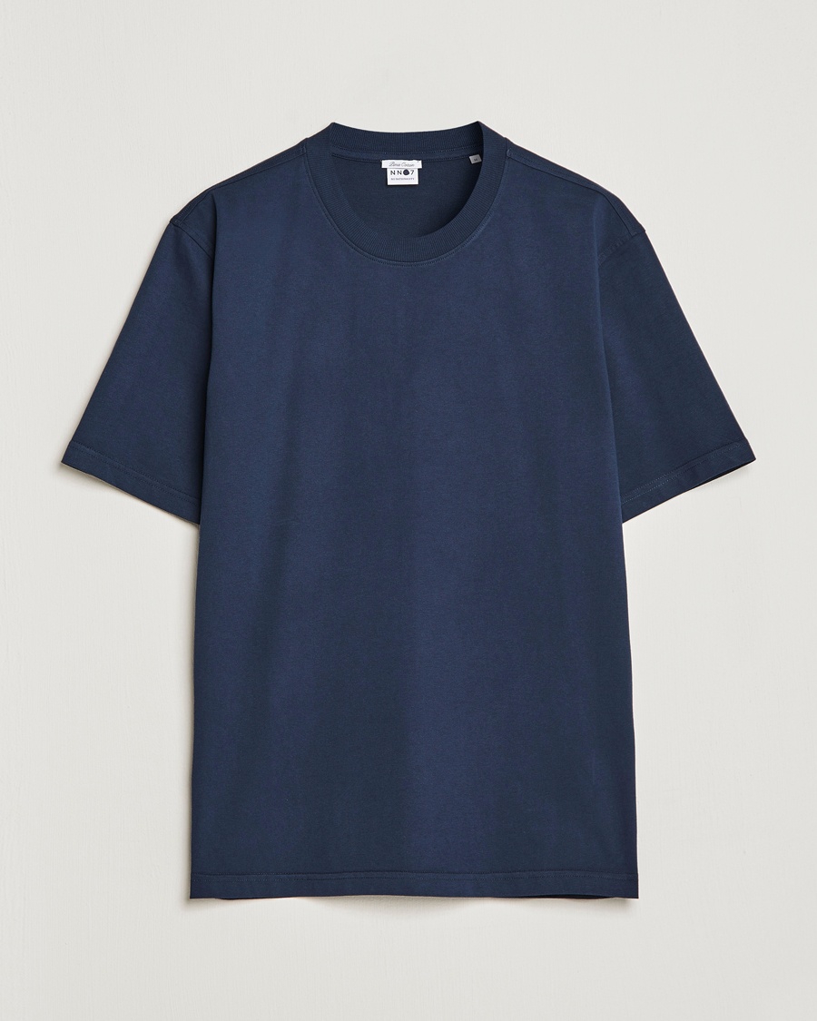 NN07 Adam Pima Crew Neck T-Shirt Navy Blue – Blå