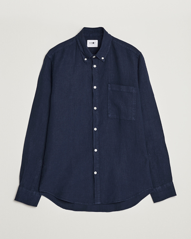 Herr | Skjortor | NN07 | Arne Linen Shirt Navy Blue