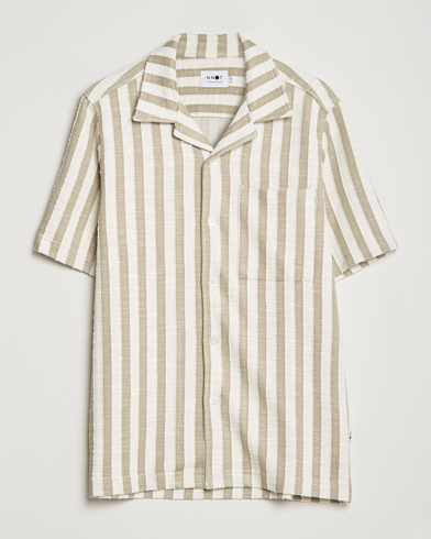 Herr |  | NN07 | Julio Knitted Striped Resort Collar Shirt Green/White