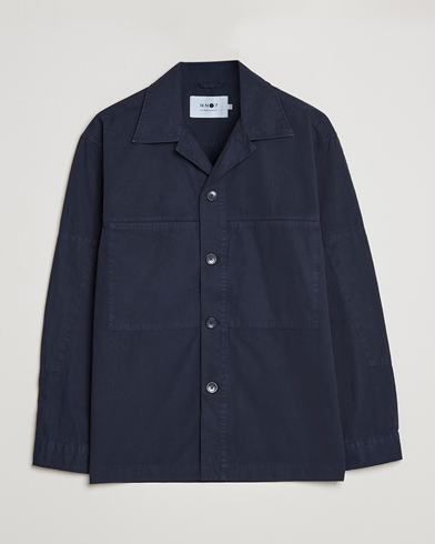 Herr | Skjortjackor | NN07 | Andre Patch Pocket Overshirt Navy Blue