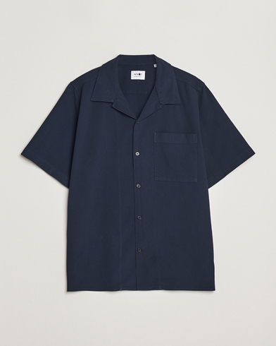 Herr | Kortärmade skjortor | NN07 | Julio Seersucker Short Sleeve Shirt Navy