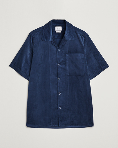 Herr | Kortärmade skjortor | NN07 | Julio Tencel Corduroy Short Sleeve Shirt Sargasso Sea