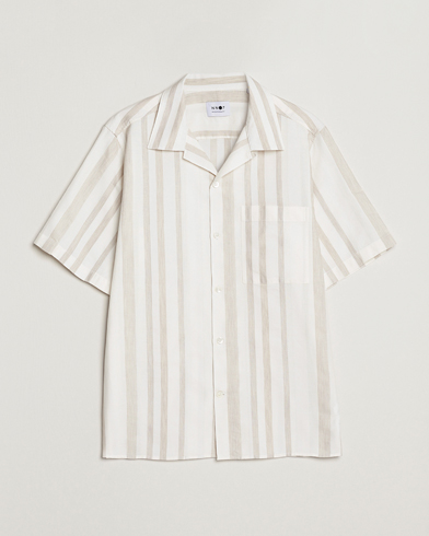 Herr |  | NN07 | Julio Block Stripe Short Sleeve Shirt Khaki/White