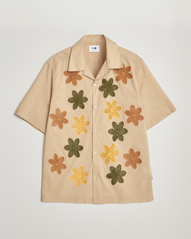 Herr | Kortärmade skjortor | NN07 | Julio Flower Short Sleeve Shirt Cream