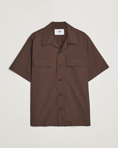 Herr | Kortärmade skjortor | NN07 | Daniel Pocket Resort Collar Shirt Brown