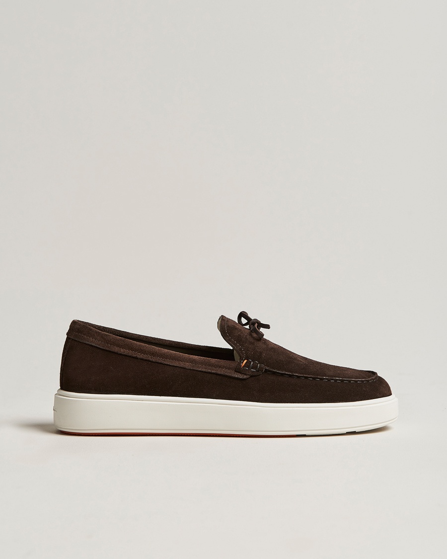 Herr | Santoni | Santoni | Lacetto Slip On Dark Brown Suede