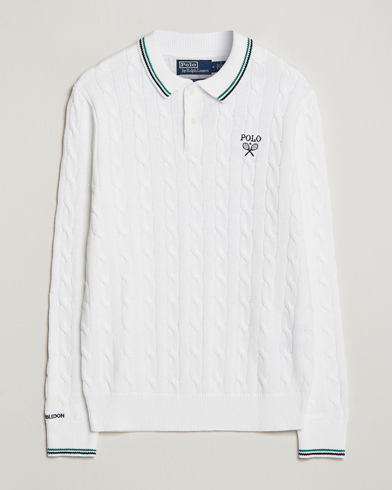 Herr | Stickade pikéer | Polo Ralph Lauren | Cotton Cable Knitted Polo Ceramic White