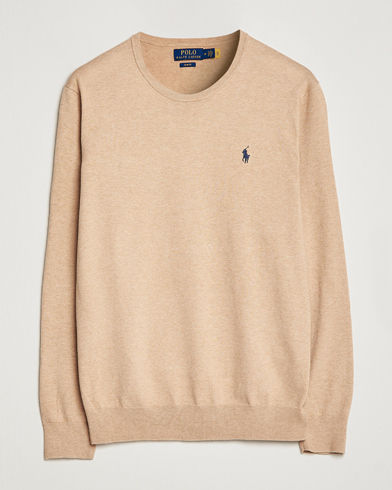 Herr | Stickade tröjor | Polo Ralph Lauren | Cotton Crew Neck Sweater Camel Melange