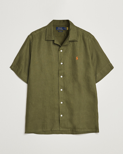 Herr | Preppy Authentic | Polo Ralph Lauren | Linen Camp Collar Short Sleeve Shirt Dark Sage