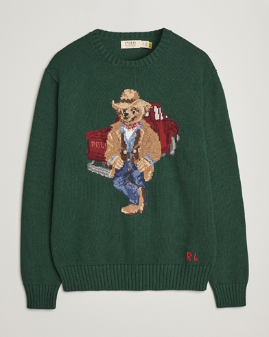 Herr | Stickade tröjor | Polo Ralph Lauren | Knitted Crew Neck Bear Sweater New Forest Heather