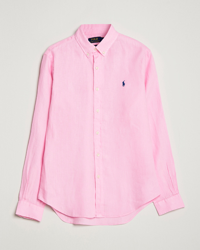Herr | Linneavdelningen | Polo Ralph Lauren | Slim Fit Linen Button Down Shirt Carmel Pink