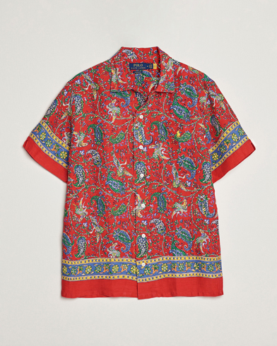 Herr | Kortärmade skjortor | Polo Ralph Lauren | Linen Printed Camp Collar Shirt Red Multi