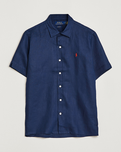 Herr | Preppy Authentic | Polo Ralph Lauren | Linen Camp Collar Short Sleeve Shirt Newport Navy