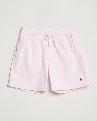 Herr | Badbyxor | Polo Ralph Lauren | Recyceled Traveler Boxer Seersucker Swimshorts Pink/White