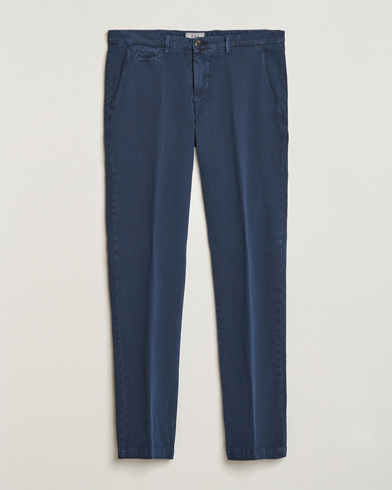 Herr | Linneavdelningen | Briglia 1949 | Slim Fit Diagonal Cotton Stretch Trousers Navy