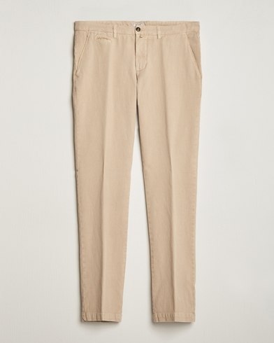 Herr | Linneavdelningen | Briglia 1949 | Slim Fit Diagonal Cotton Stretch Trousers Beige