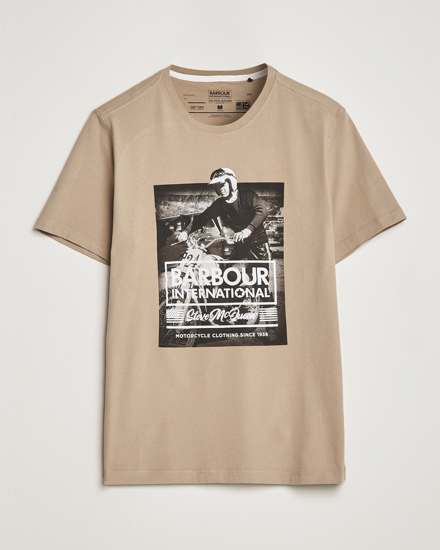 Herr | | Barbour International | Morris Steve McQueen Crew Neck T-Shirt Khaki
