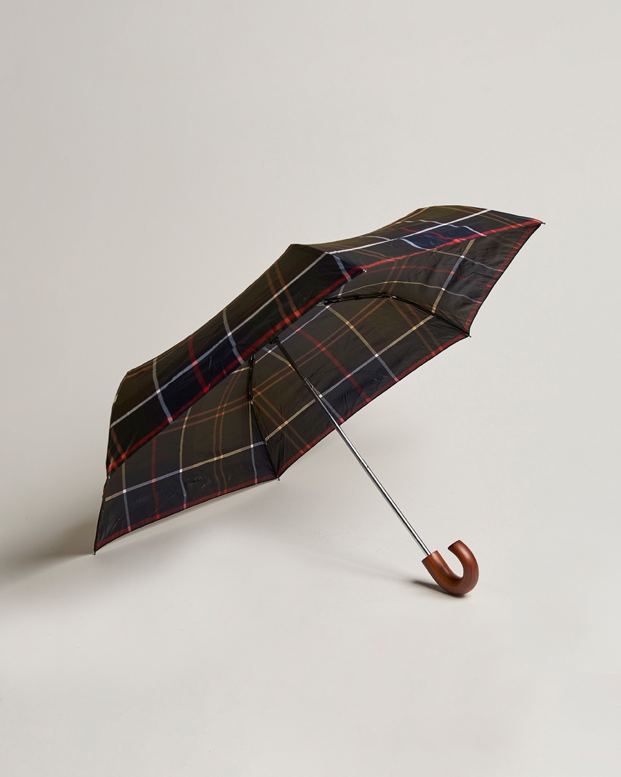 Barbour Lifestyle Telescopic Tartan Umbrella Classic – Grön