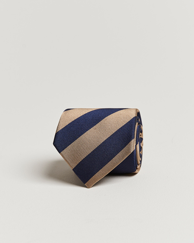 Herr | Slipsar | Amanda Christensen | Regemental Stripe Classic Tie 8 cm Sand/Navy
