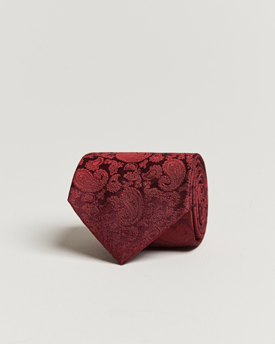 Herr | Slipsar | Amanda Christensen | Silk Tonal Paisley Tie 8 cm Wine