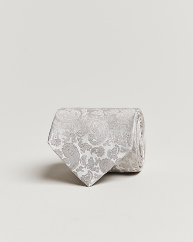 Herr | Accessoarer | Amanda Christensen | Silk Tonal Paisley Tie 8 cm Silver